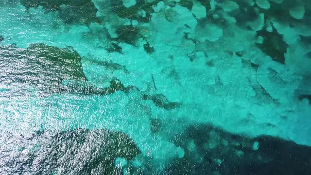 amazing aerial footage over light and deep blue sea in Martinique salines beach table du diable sainte anne