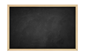 Empty black chalkboard on white background, Blank chalkboard with wooden frame isolated on white background.