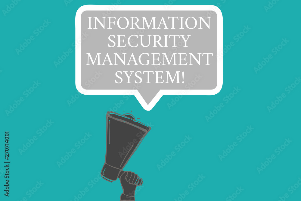 Aufkleber word writing text information security management system. business concept for it safety secure tech
