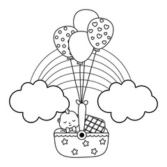 baby sleeping in a cradle in black and white