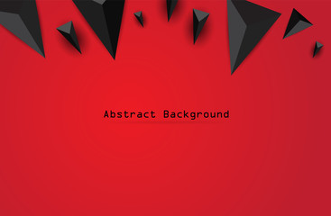 Abstract Black geometric 3D background. Vector Illustration on Red background.