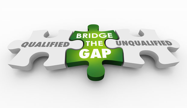 Qualified Vs Unqualified Puzzle Pieces Words 3d Illustration