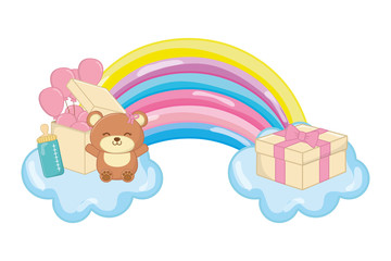 Obraz premium toy bear with gift box
