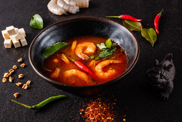 hot thai soup with shrimps