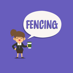 Text sign showing Fencing. Conceptual photo Competition Sport fighting with swords Install series of fences.