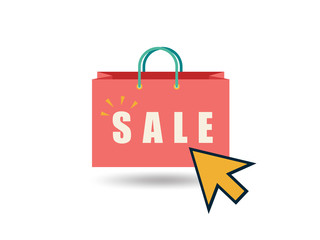 sale shopping bag and cursor,shopping online concept