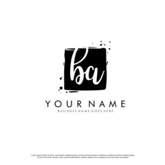 B A BA initial square logo template vector