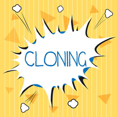Handwriting text Cloning. Concept meaning Make identical copies of someone or something Creating clones.