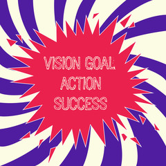 Word writing text Vision Goal Action Success. Business concept for Strategic Planning Process Act your Dreams.