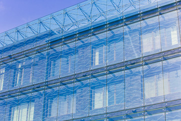 Contemporary hi-tech architecture. Glass pattern on buildings