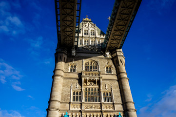 Fototapeta na wymiar Bottom up view of tower bridge of London.