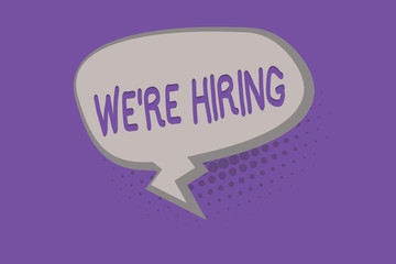 Handwriting text WE are RE HIRING. Concept meaning Need to employ someone Job vacancy Recruiting analysispower.