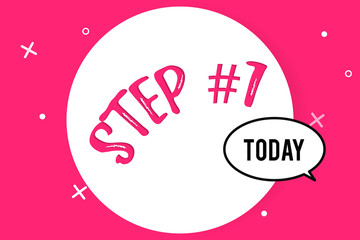 Word writing text Step 1. Business concept for Start of planned strategy Beginning Initiation Make progress.