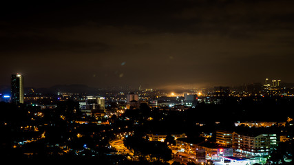 Obraz premium Night view of Kajang Town cityscape, Malaysia