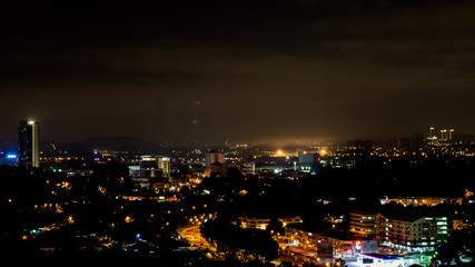 Fototapeta na wymiar Night view of Kajang Town cityscape, Malaysia