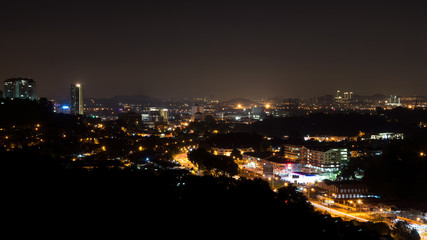 Obraz premium Night view of Kajang Town cityscape, Malaysia