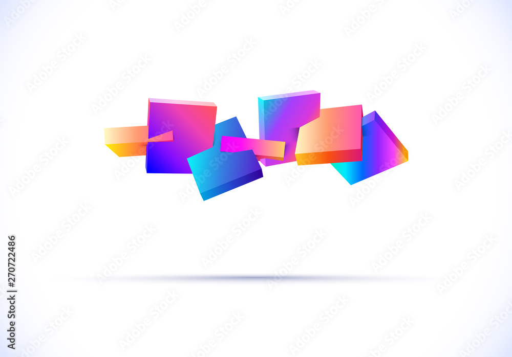 Poster abstract 3D background with vibrant colored cubes in motion