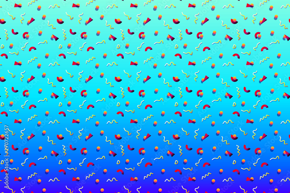 Poster Abstract background with 80s memphis geometics style pattern and vibrant psychedelic colors