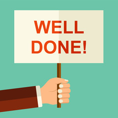 Vector hands holding banner with 