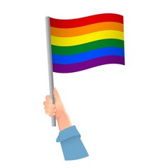 lgbt flag in hand icon
