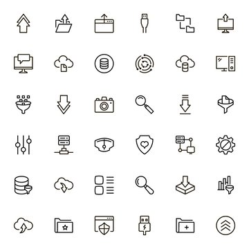 Cloude services line icon set. Collection of high quality black outline logo for web site design and mobile apps. Vector illustration on a white background