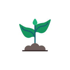Sprout in soil flat icon, vector sign, Growing plant with leaves colorful pictogram isolated on white. Symbol, logo illustration. Flat style design