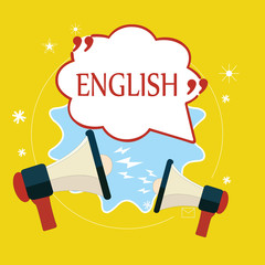 Word writing text English. Business concept for Related to England showing language culture British Literature class.
