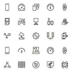 Electronic station line icon set. Collection of high quality black outline logo for web site design and mobile apps. Vector illustration on a white background
