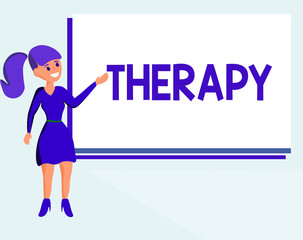 Text sign showing Therapy. Conceptual photo Treatment intended to relieve or heal a disorder Healthcare.