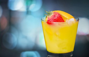 Glass of alcohol  cocktail on background