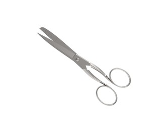 3D rendering of a scissors isolated in white studio background.