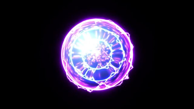 Energy Plasma Ball Nucleus on black background