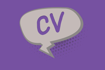 Handwriting text Cv. Concept meaning Job seeker life experiences Education attainment skills and expertise.