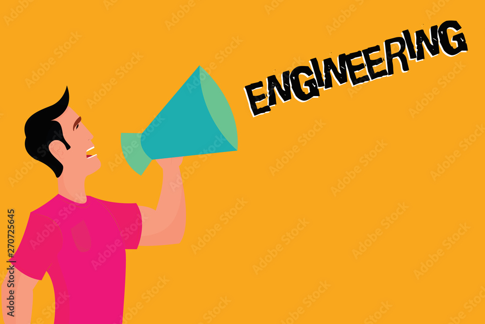 Poster text sign showing engineering. conceptual photo science concerned with design building use of engine