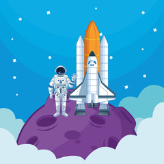 Obraz premium Astronaut in the galaxy cartoon