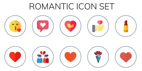 romantic icon set