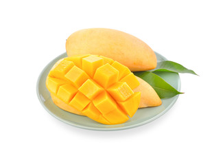 ripe mango on white background