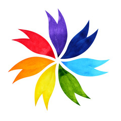 color chakra mandala symbol concept, watercolor painting icon, illustration design sign hand drawing