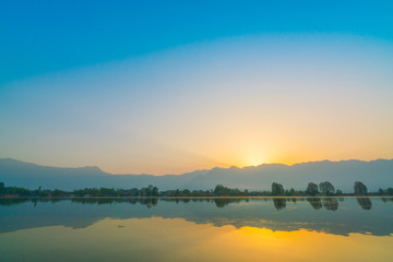 Sunrise on Dal lake, Kashmir India .
