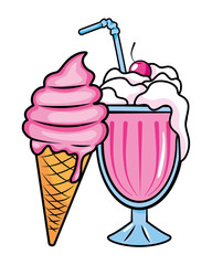 milk shake and ice cream