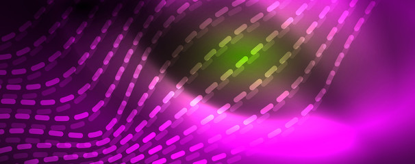 Fototapeta premium Shiny neon vector wave line abstract background, motion concept