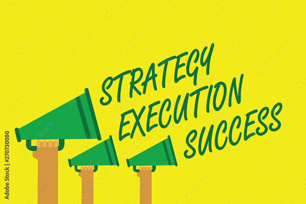 Poster handwriting text writing strategy execution success. concept meaning putting plan or list and start 