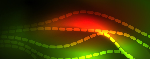 Fototapeta premium Shiny neon vector wave line abstract background, motion concept