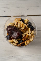 nuts dates dried banana hazelnut pistachio set glass