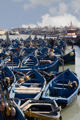 The famous blue fishing boats of Essaouira, Morocco