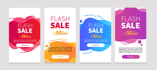 Dynamic modern fluid mobile for best deals banners. Sale banner template design, Get Discount special offer set