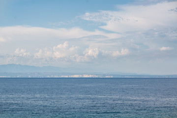 Strait of Bonifacio. Mediterranean Sea. Corsica. View from the Coast of Sardinia.