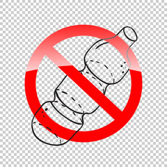 plastic bottle and red prohibition sign No