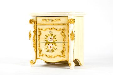 detail of vintage wooden bedside table