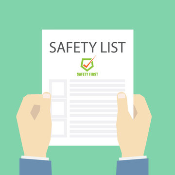 Safety list symbol security sign with check box on paper